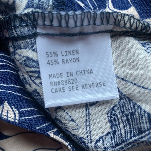 NWT PANAMA JACK Long Sleeve Palm Leaf Tropical Crop Top Linen Blend Size Medium - Picture 10 of 13